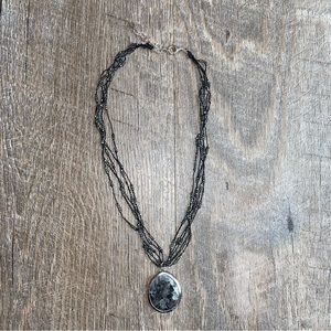Sterling Silver-Wrapped Chalcedony Microcrystalline Quartz, Matrix Pendant